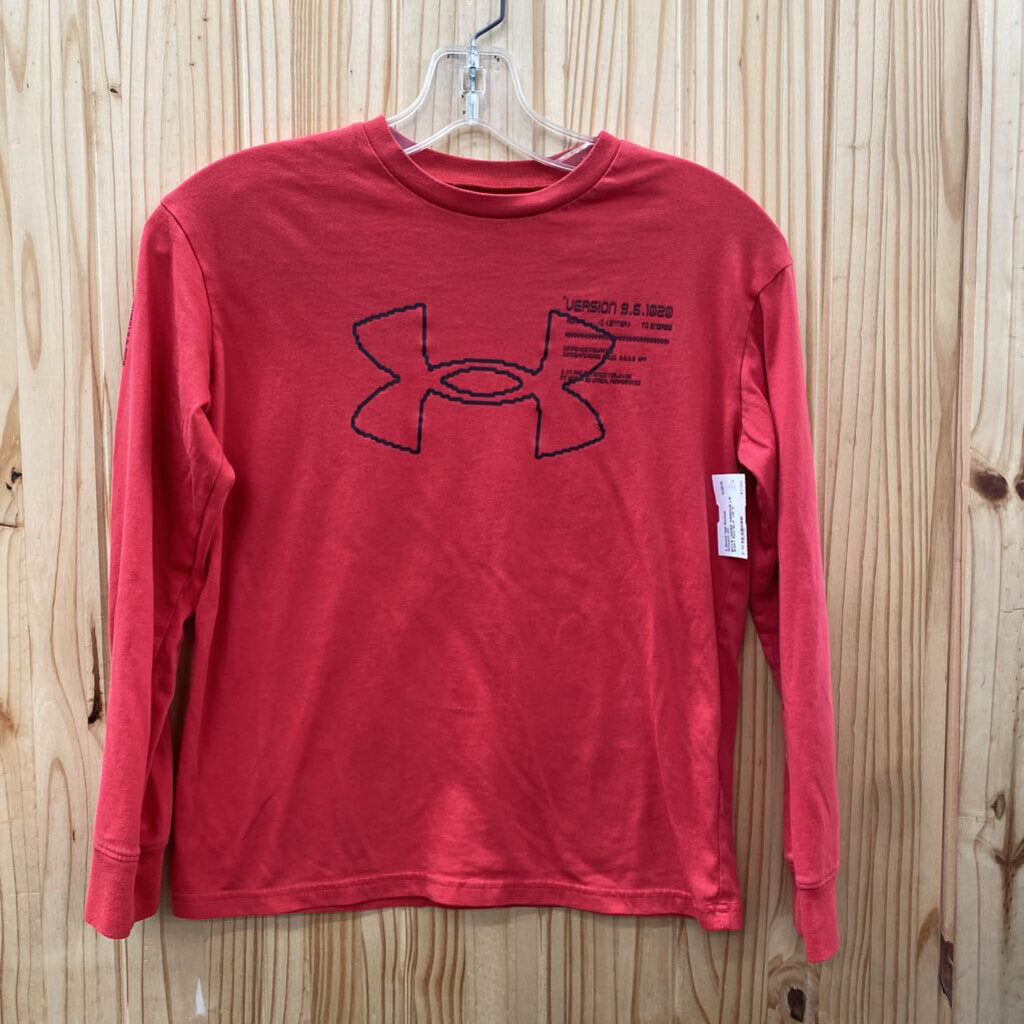 BOYS UNDER ARMOUR LS SHIRT RED/BLK YM 10