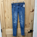WOMENS AMERICAN EAGLE LT DENIM DIST. JEANS 0 REGULAR