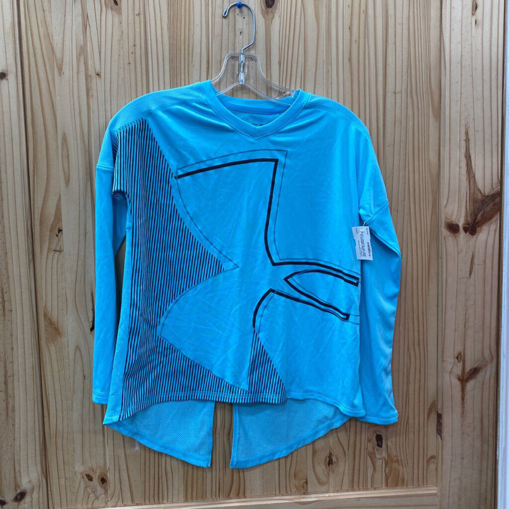 GIRLS UNDER ARMOUR LS SHIRT SKY BLUE/BLK YLG 12