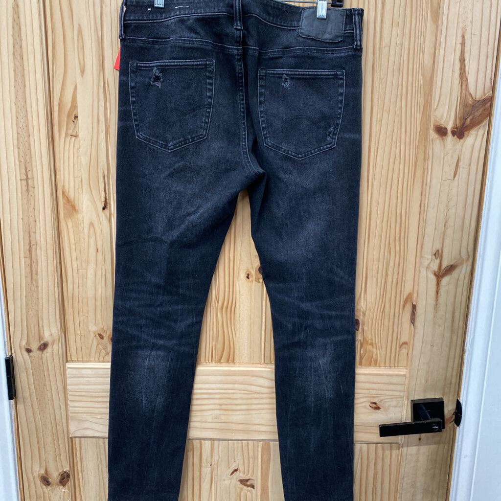 MENS AMERICAN EAGLE BLK DENIM DIST. JEANS 34X32