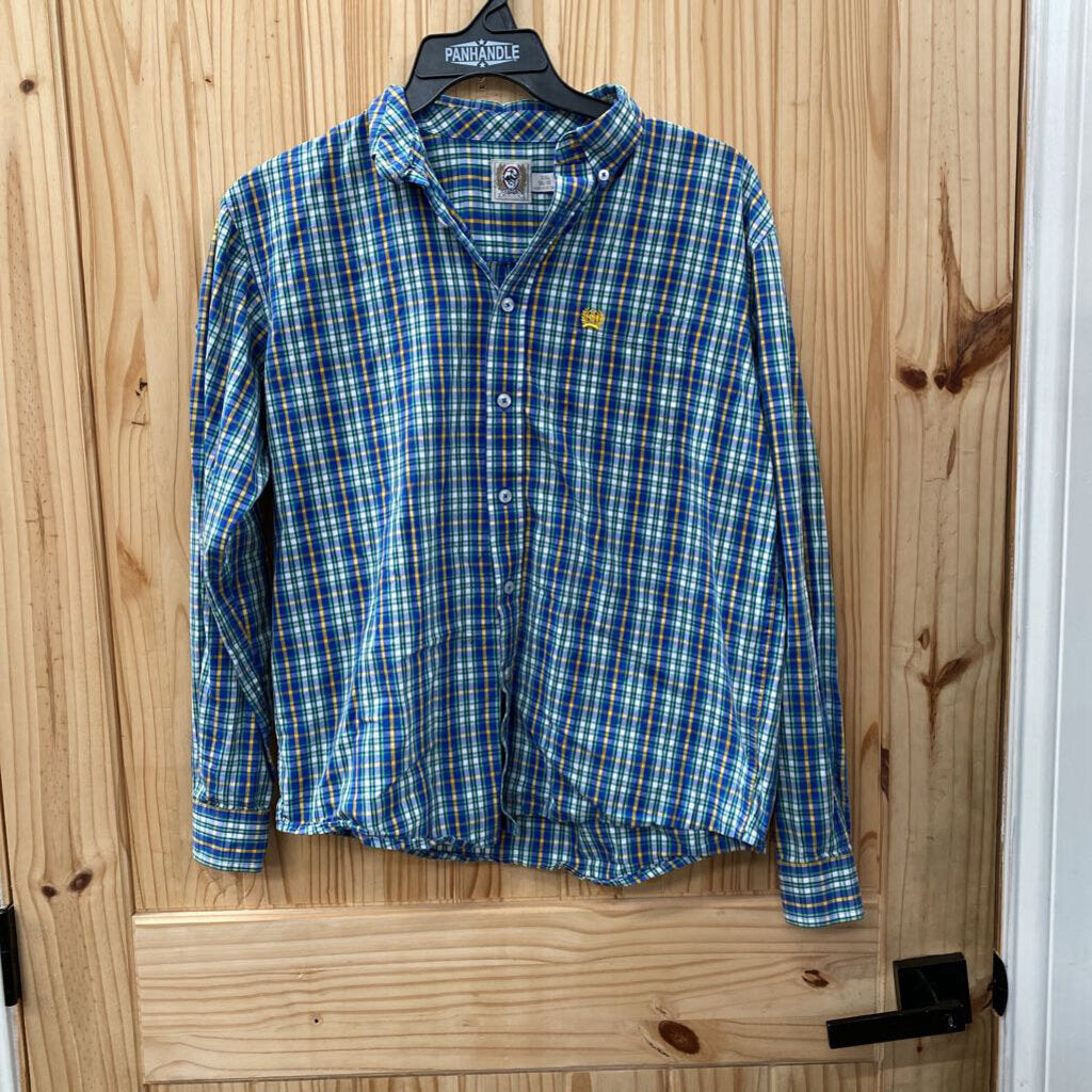 BOYS CINCH LS PLAID BUTTON UP SHIRT BUE/WHITE/GREEN XXL 16/18