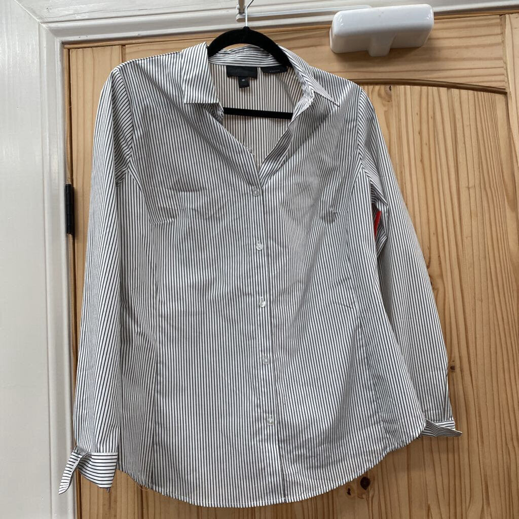 WOMENS WORTHINGTON BLK WHITE STRIPE CASUAL TOP 10 NWT