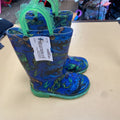 BOYS WESTERN CHIEF RAIN BOOTS GREEN/BLUE W/DINOS 6