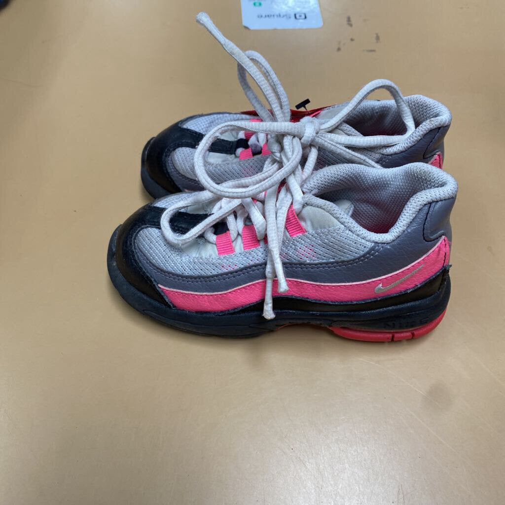 GIRLS NIKE AIR MAX SHOES PINK/DK GREY/WHITE 10C