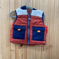 BOYS BEARPAWS VEST ORANGE/NAVY BLUE 2T