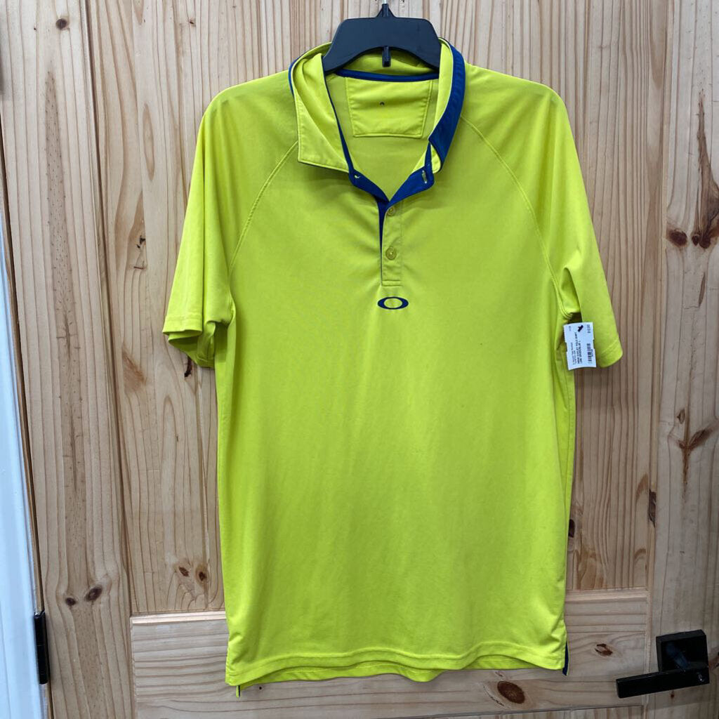 MENS OAKLEY POLO SHIRT LIME GREEN/BLUE L