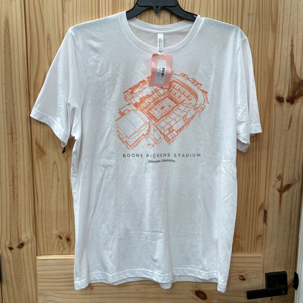 WOMENS BOONE PICKENS T-SHIRT WHITE/ORANGE XL NWT