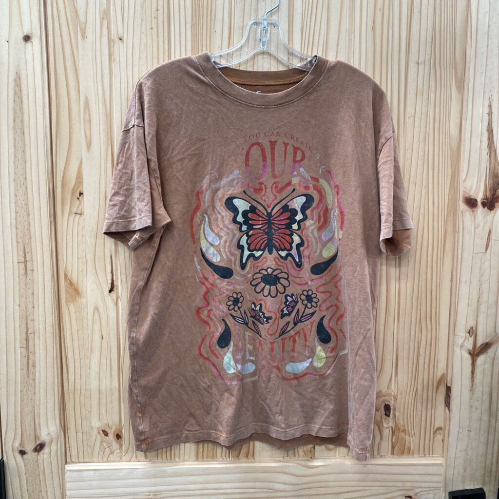 WOMENS HOLLISTER RUST T-SHIRT W/BUTTERFLY XS