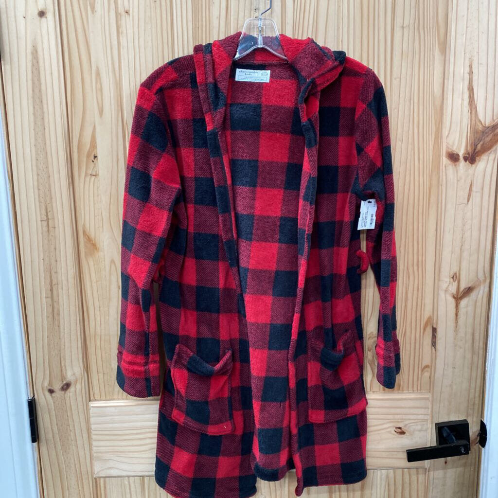 ABERCROMBIE KIDS RED/BLK PLAID ROBE 13/14