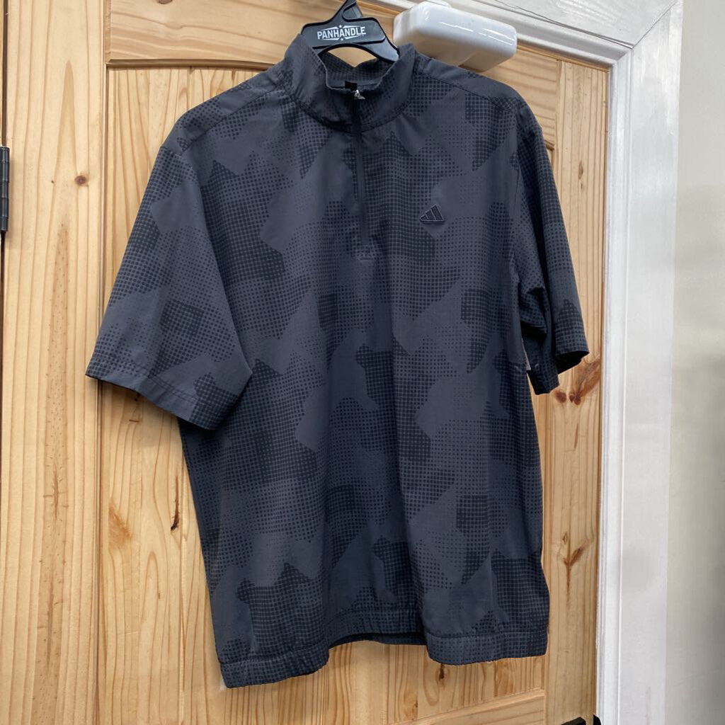 MENS ADIDAS PULLOVER SHIRT DK GREY/BLK L