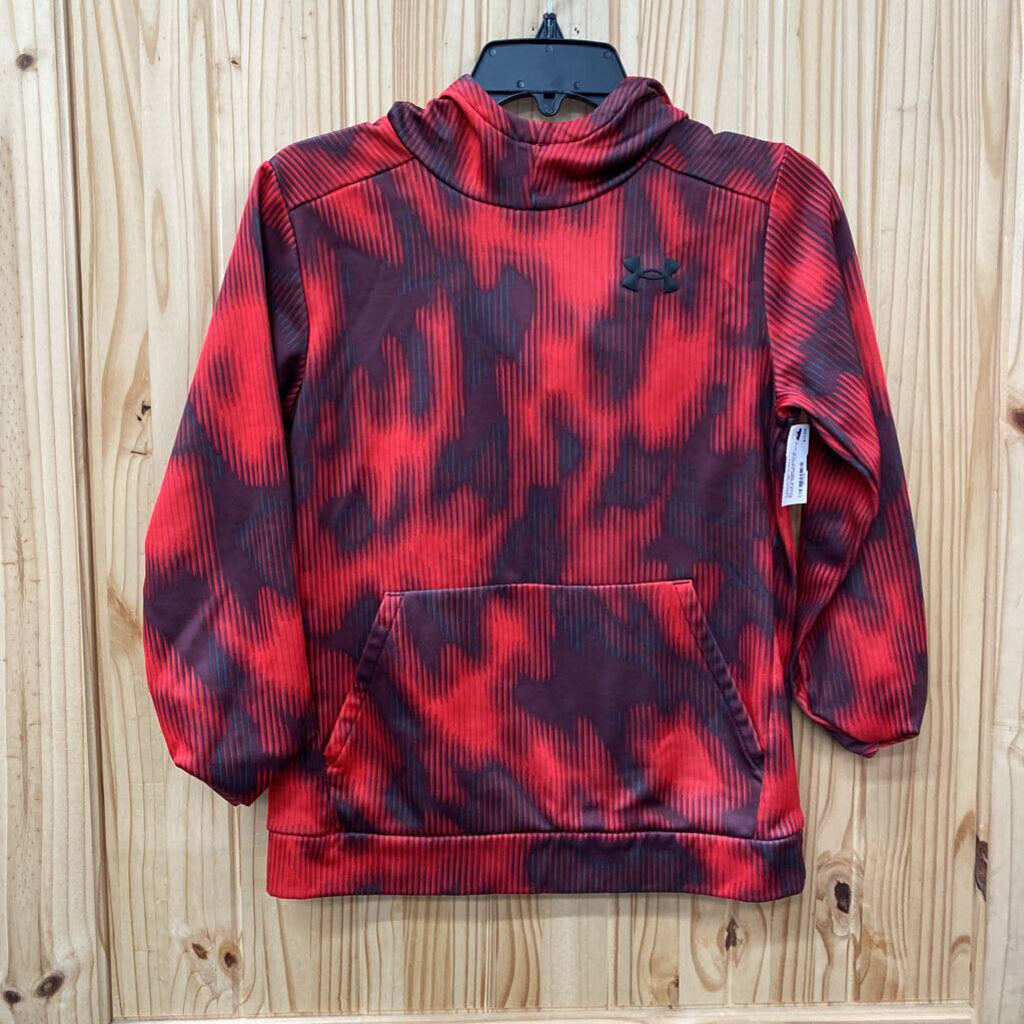 BOYS UNDER ARMOUR HOODIE RED/BLK YLG 10/12