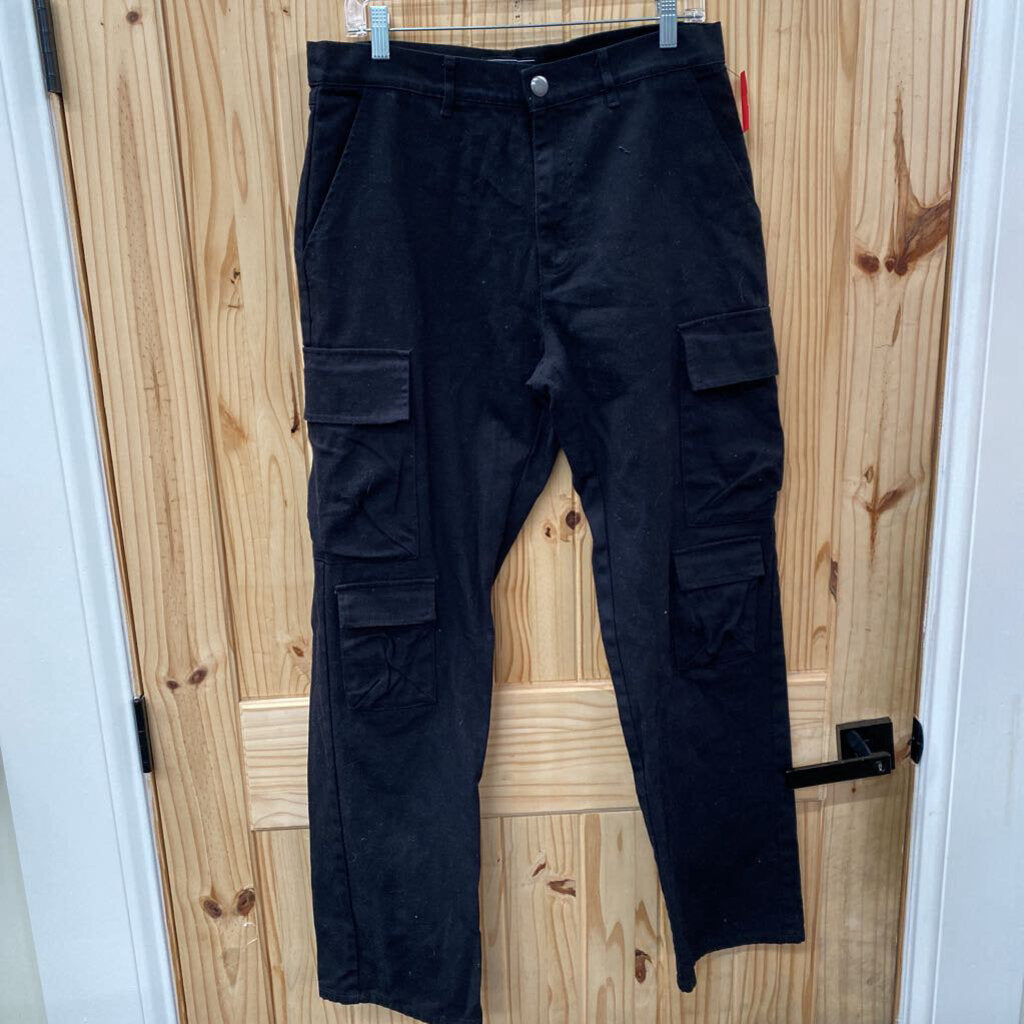 MENS FOREVER 21 BLK DENIM CARGO JEANS 33