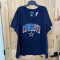 WOMENS COWBOYS NAVY BLUE SHIRT W/AMERICAN FLAG 3X NWT