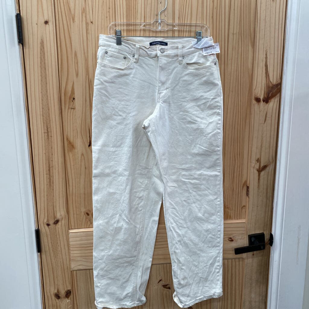 WOMENS CALVIN KLEIN HIGH RISE 90S FIT IVORY JEANS 28 NWT