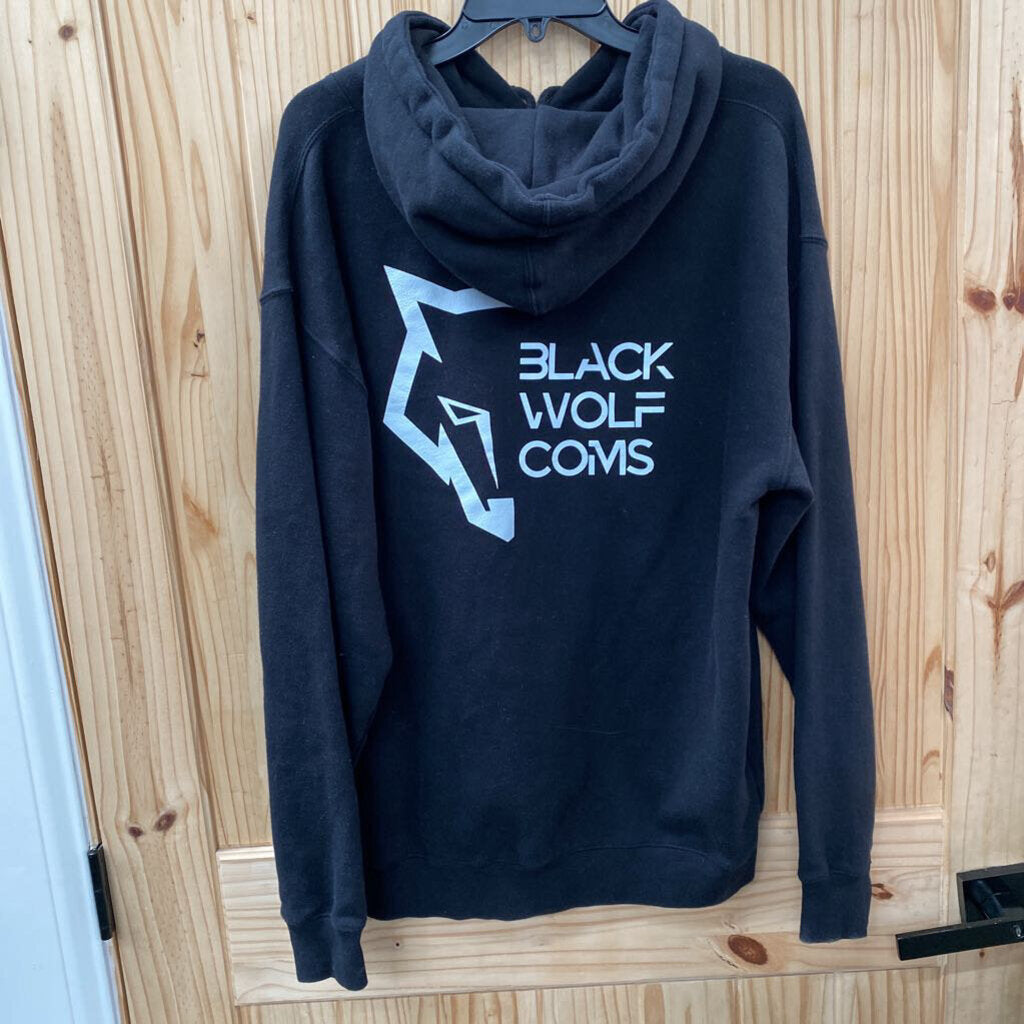 BLACK WOLF COMS BLK HOODIE L