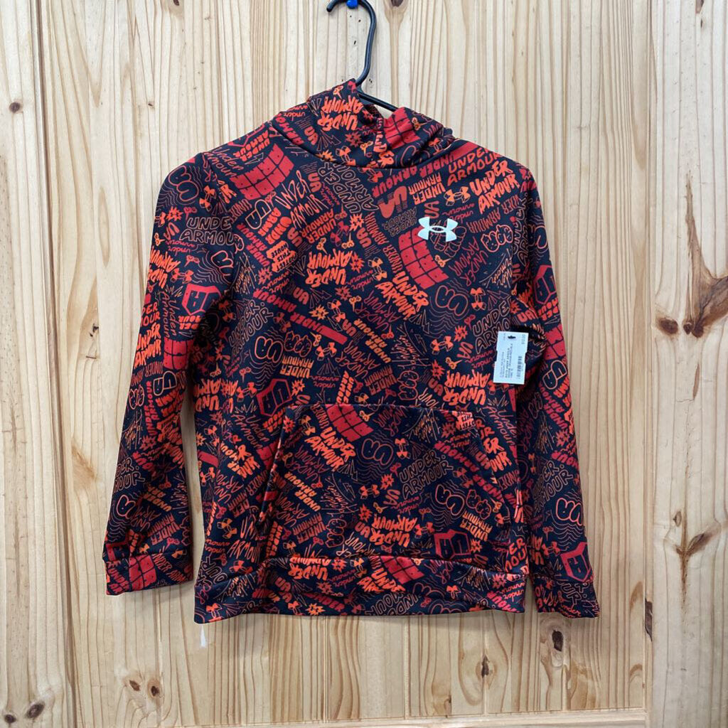 BOYS UNDER ARMOUR HOODIE ORANGE/RED/BLK YMD 10