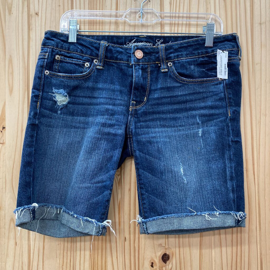 WOMENS AMERICAN EAGLE DK DENIM JEAN SHORTS 8