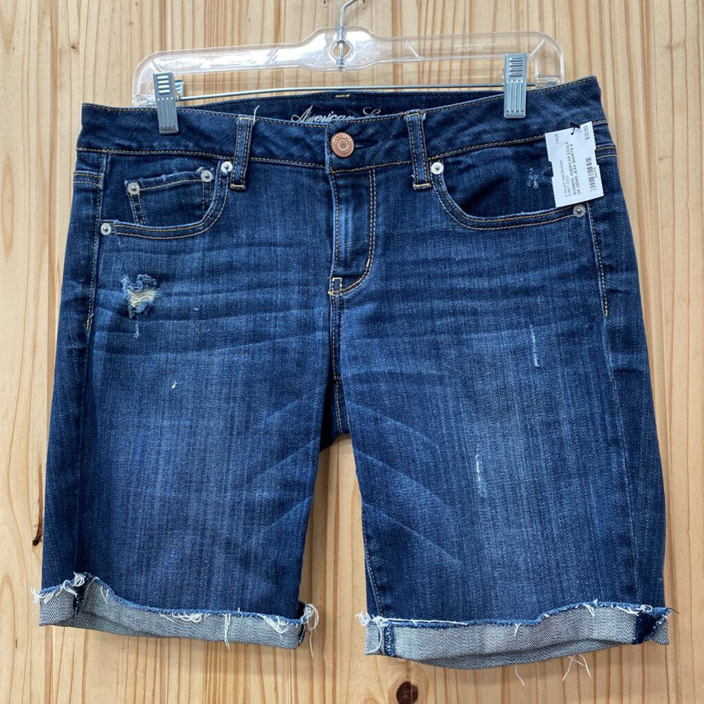 WOMENS AMERICAN EAGLE DK DENIM JEAN SHORTS 8