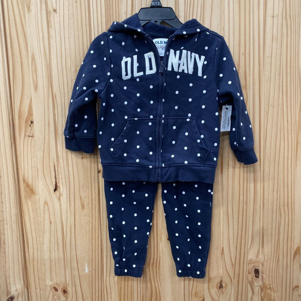 GIRLS OLD NAVY 2PC SET NAVY BLUE/WHITE 18/24M
