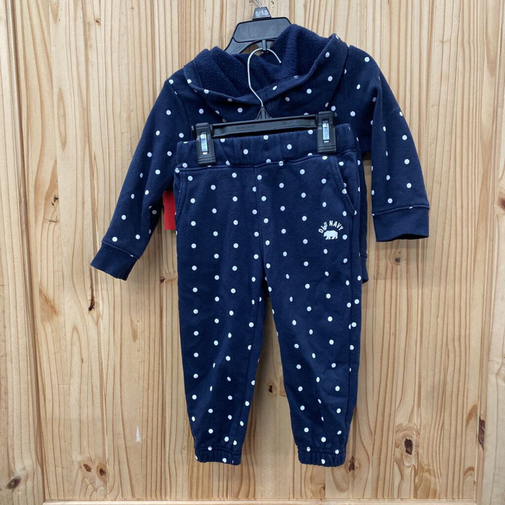 GIRLS OLD NAVY 2PC SET NAVY BLUE/WHITE 18/24M