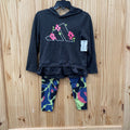 GIRLS ADIDAS 2PC SET CHARCOAL W/FLOWERS 2T