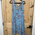 WOMENS 24/7 SL TEAL FLORAL DRESS 2X
