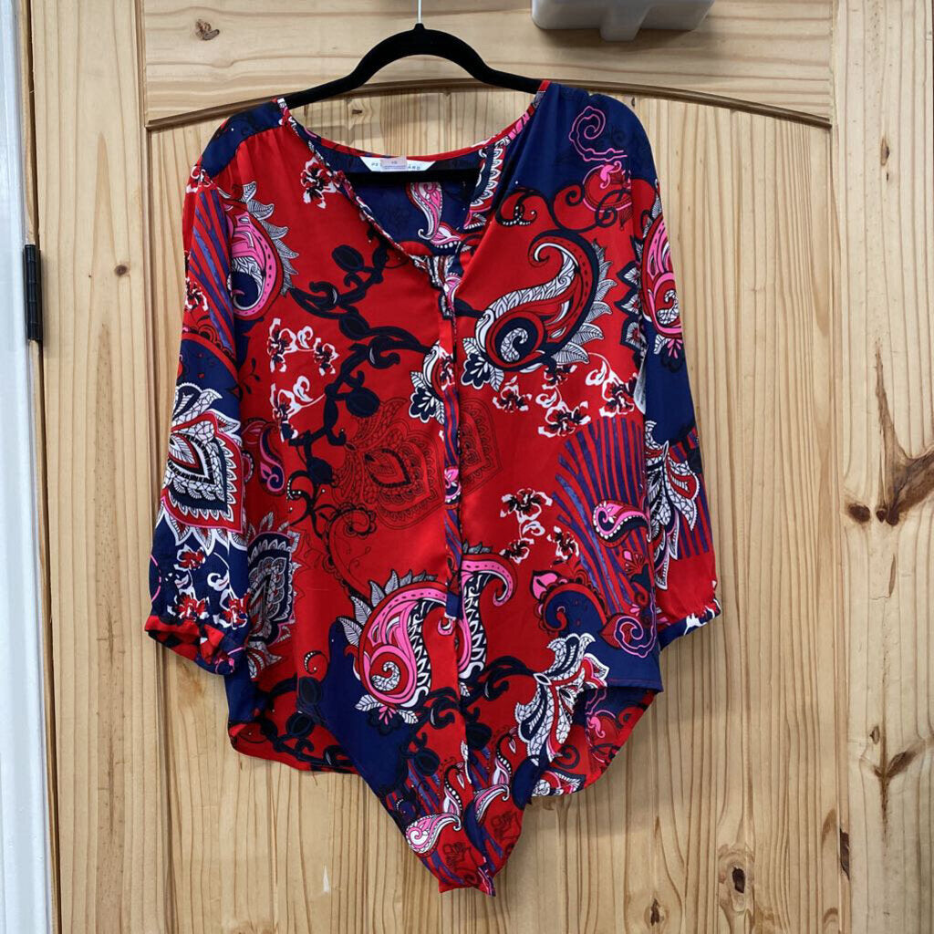 WOMENS PETER NYGARD CASUAL TOP RED/PINK/VIOLET 10