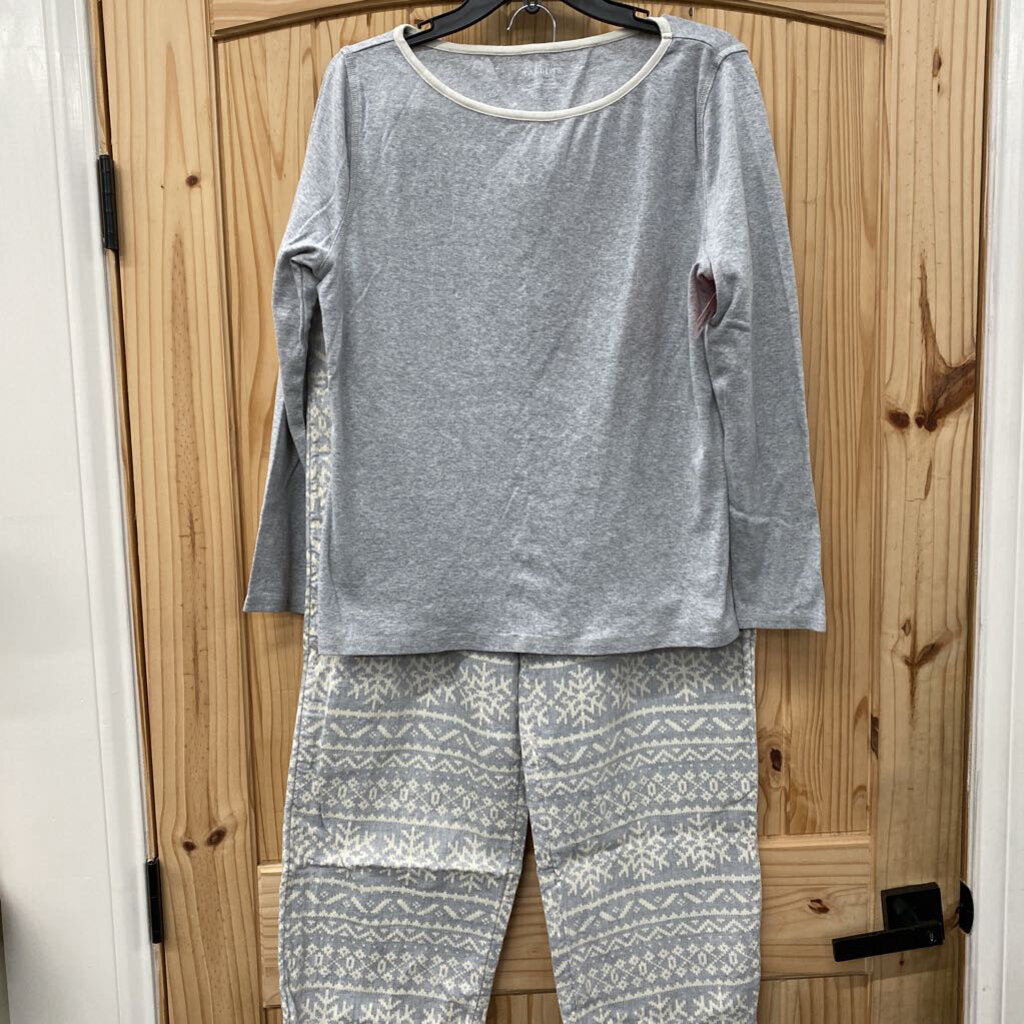 WOMENS TALBOTS 2PC SET GREY/IVORY L