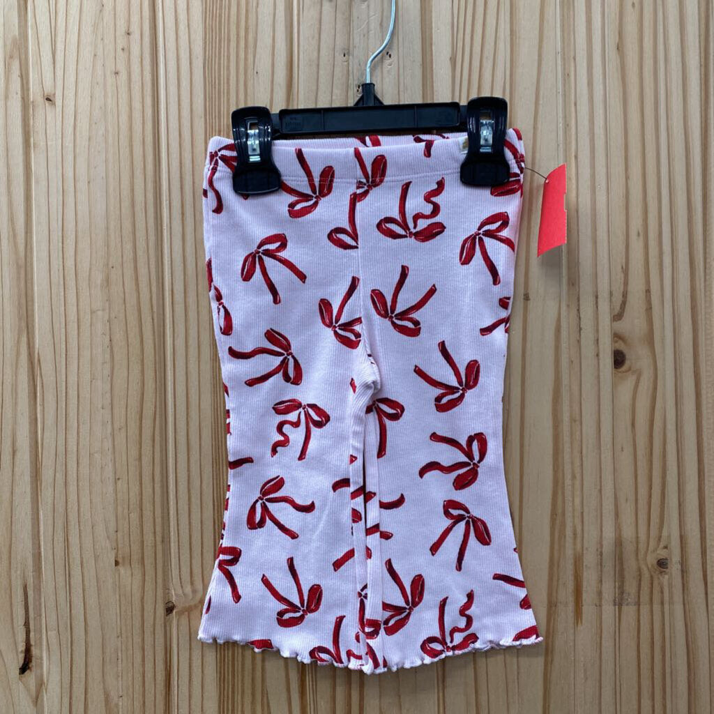 GIRLS BABY GAP LT PINK BELL PANTS W/RED RIBBONS 6/12M