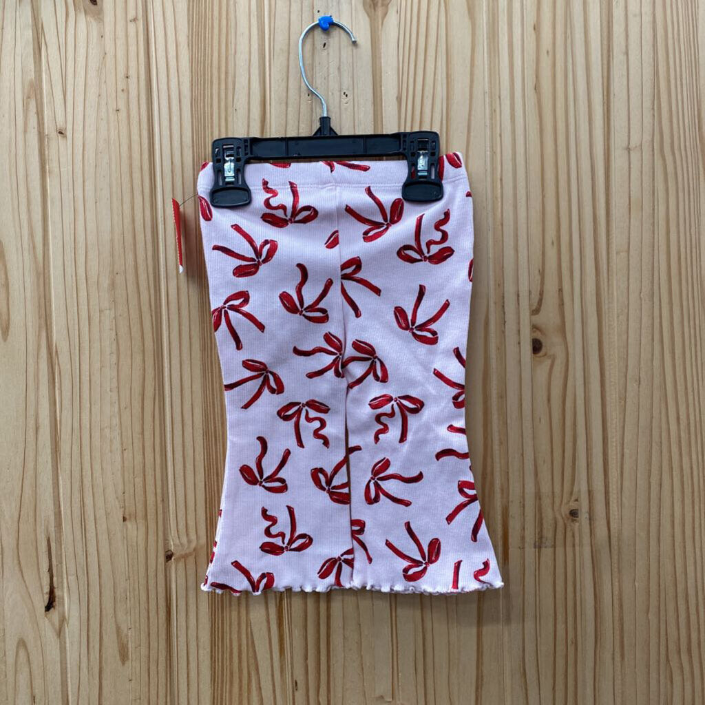 GIRLS BABY GAP LT PINK BELL PANTS W/RED RIBBONS 6/12M