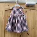 GIRLS PLACE SL DRESS GREY/PINK/WHITE PLAID W/BLOOMER 12M