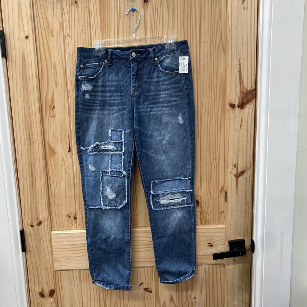 WOMENS SIGNATURE STUDIO DENIM JEANS W/PATCHWORK 8