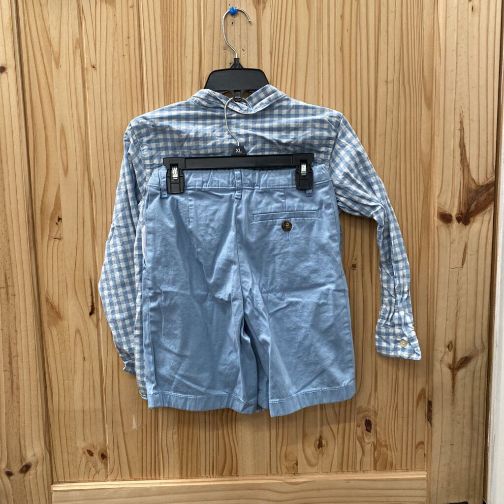 BOYS CARTERS 2PC SET TEAL/WHITE CHECKERED 10