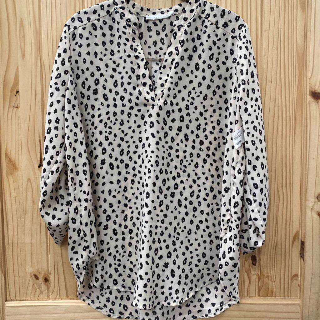 WOMENS LUSH CASUAL TOP BEIGE LEOPARD M