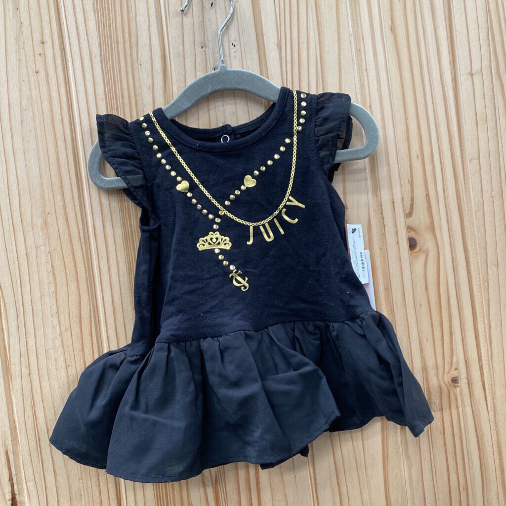 GIRLS JUICY COUTURE BLK/GOLD DRESS 12M NWT