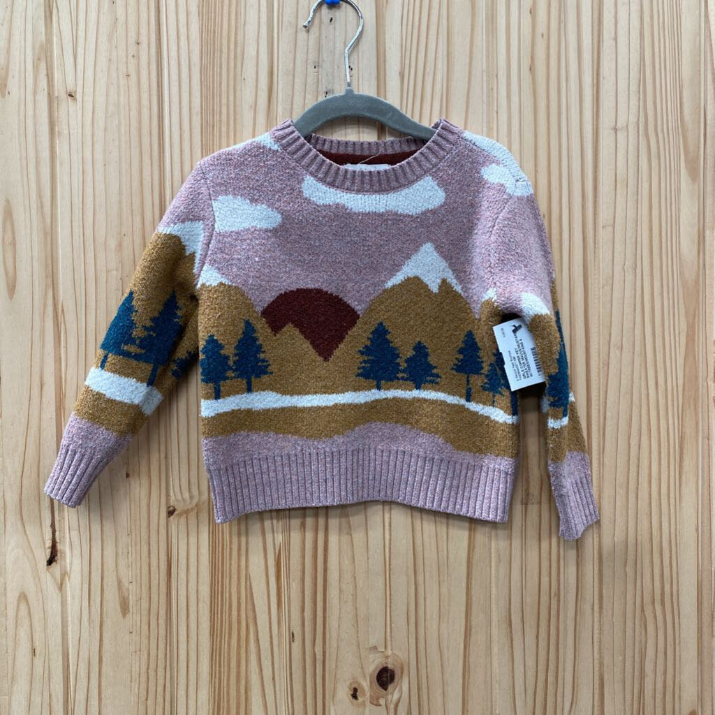 GIRLS COPPER KEY SWEATER MAUVE/MUSTARD W/TREES/MOUNTAINS 4