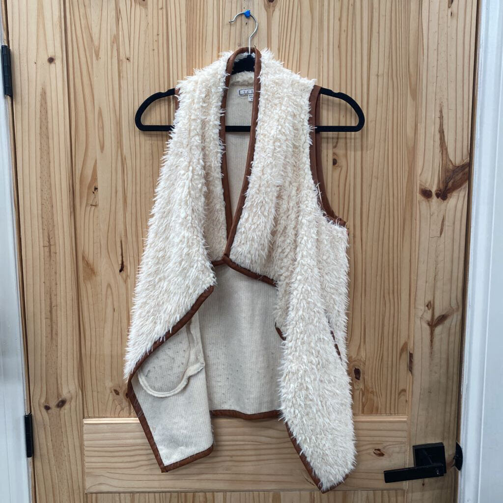 WOMENS TCEC IVORY/CHESTNUT FUR VEST M