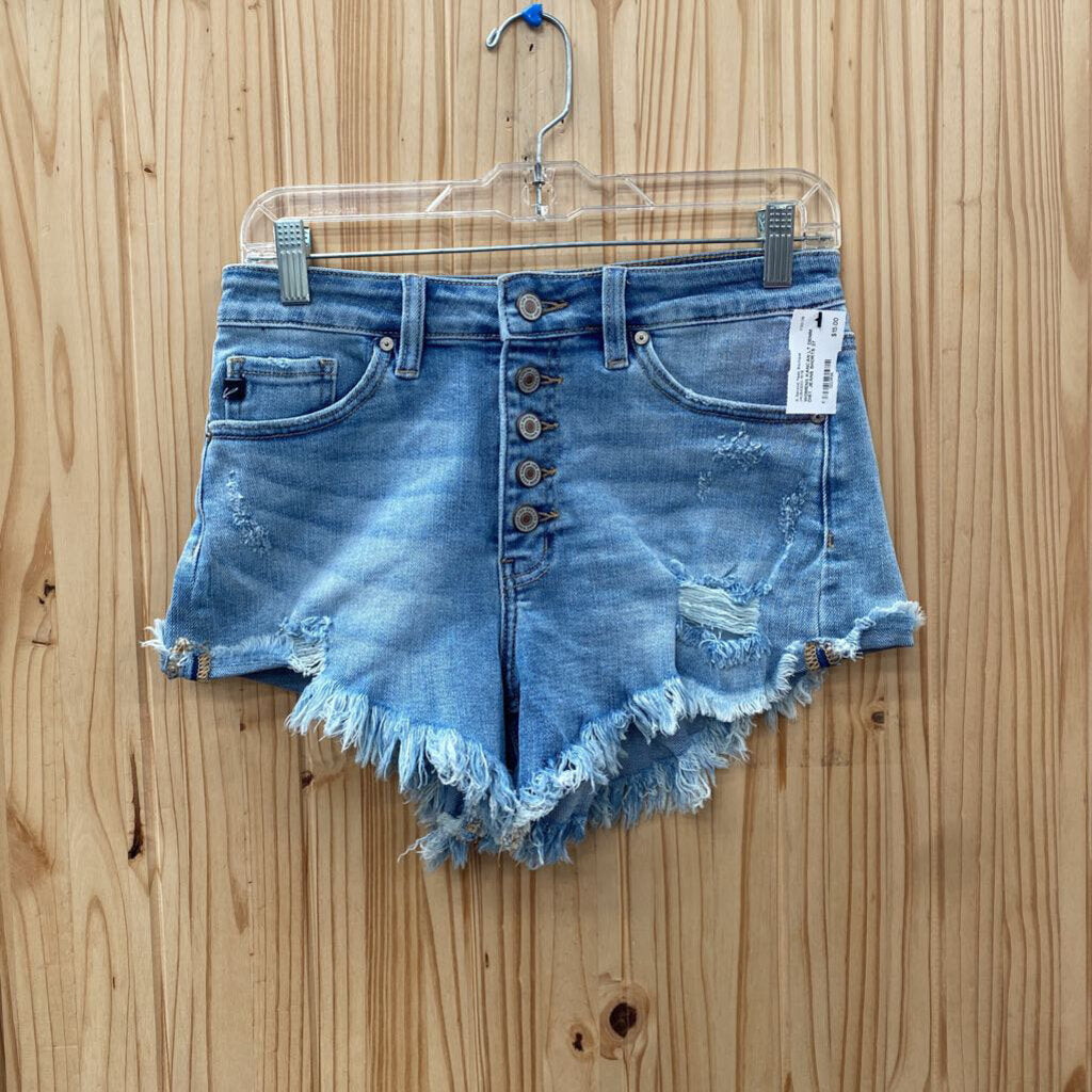 WOMENS KANCAN LT DENIM DIST. JEANS SHORTS 27