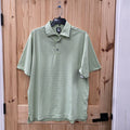 FJ GOLF POLO LT GREEN/GREY STRIPE MENS L
