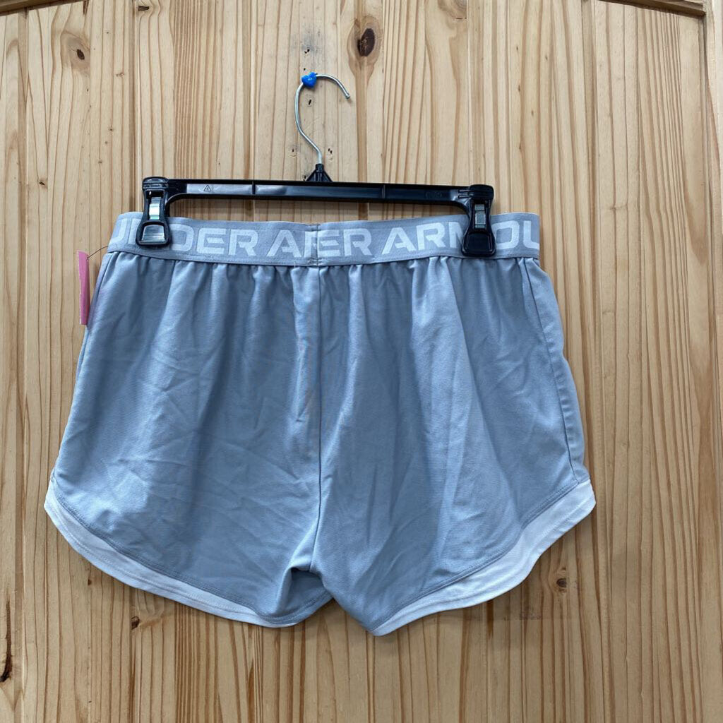 GIRLS UNDER ARMOUR SHORTS GREY/WHITE YXL 14