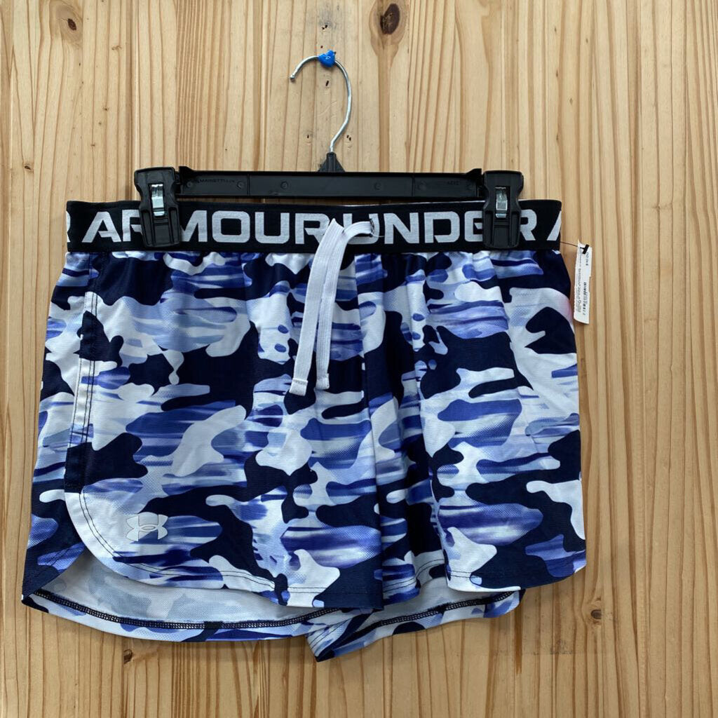 GIRLS UNDER ARMOUR SHORTS VIOLET/WHITE CAMO YXL 14