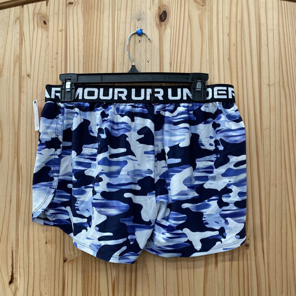 GIRLS UNDER ARMOUR SHORTS VIOLET/WHITE CAMO YXL 14
