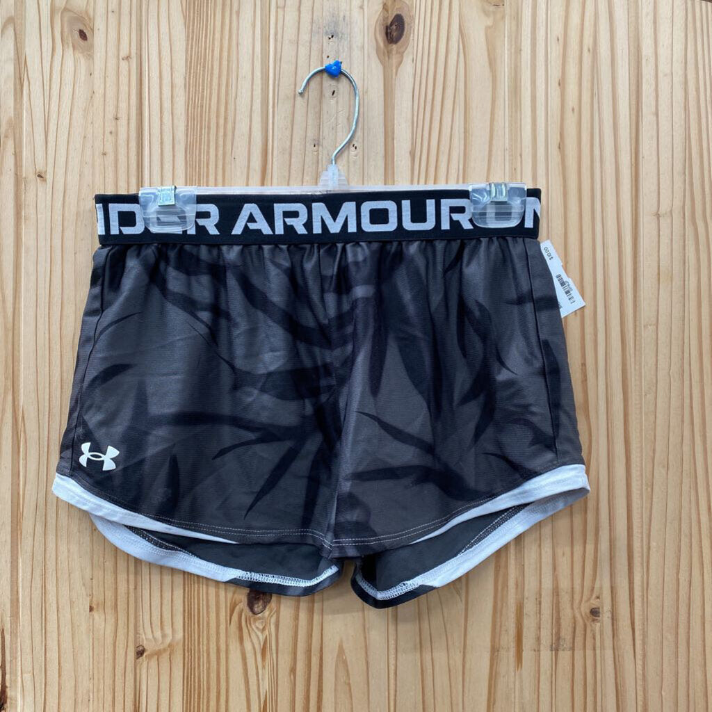 GIRLS UNDER ARMOUR SHORTS DK GREY/BLK YLG 12