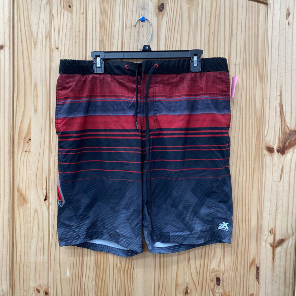 MENS ZEROXPOSUR SWIM TRUNKS RED/BLK L