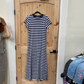 WOMENS POLO RALPH LAUREN NAVY BLUE/WHITE STRIPE DRESS XL