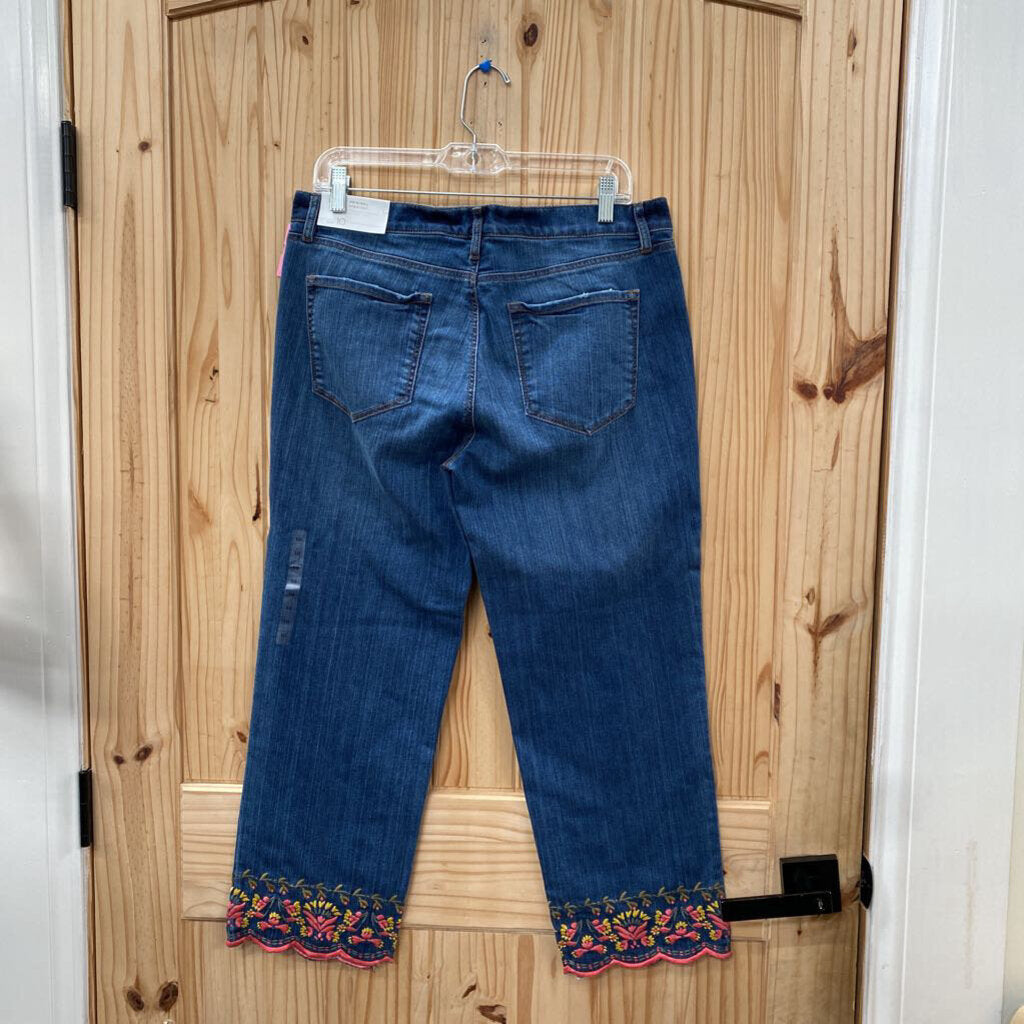 WOMENS THE LOFT DENIM JEANS FLOWERS EMBROIDERED 10 NWT