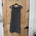 WOMENS TALBOTS SL DRESS BLK/WHITE STRIPE M NWT