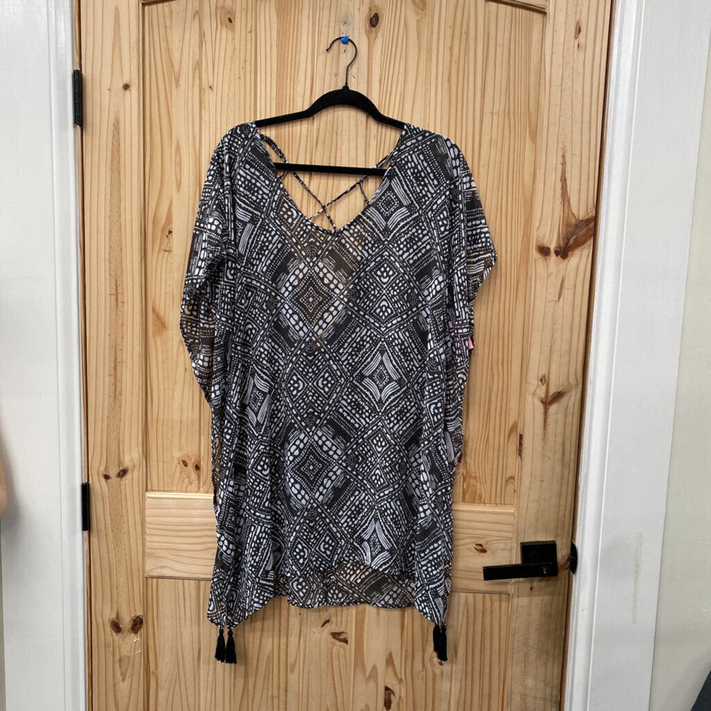 WOMENS BLK/WHITE COVER UP