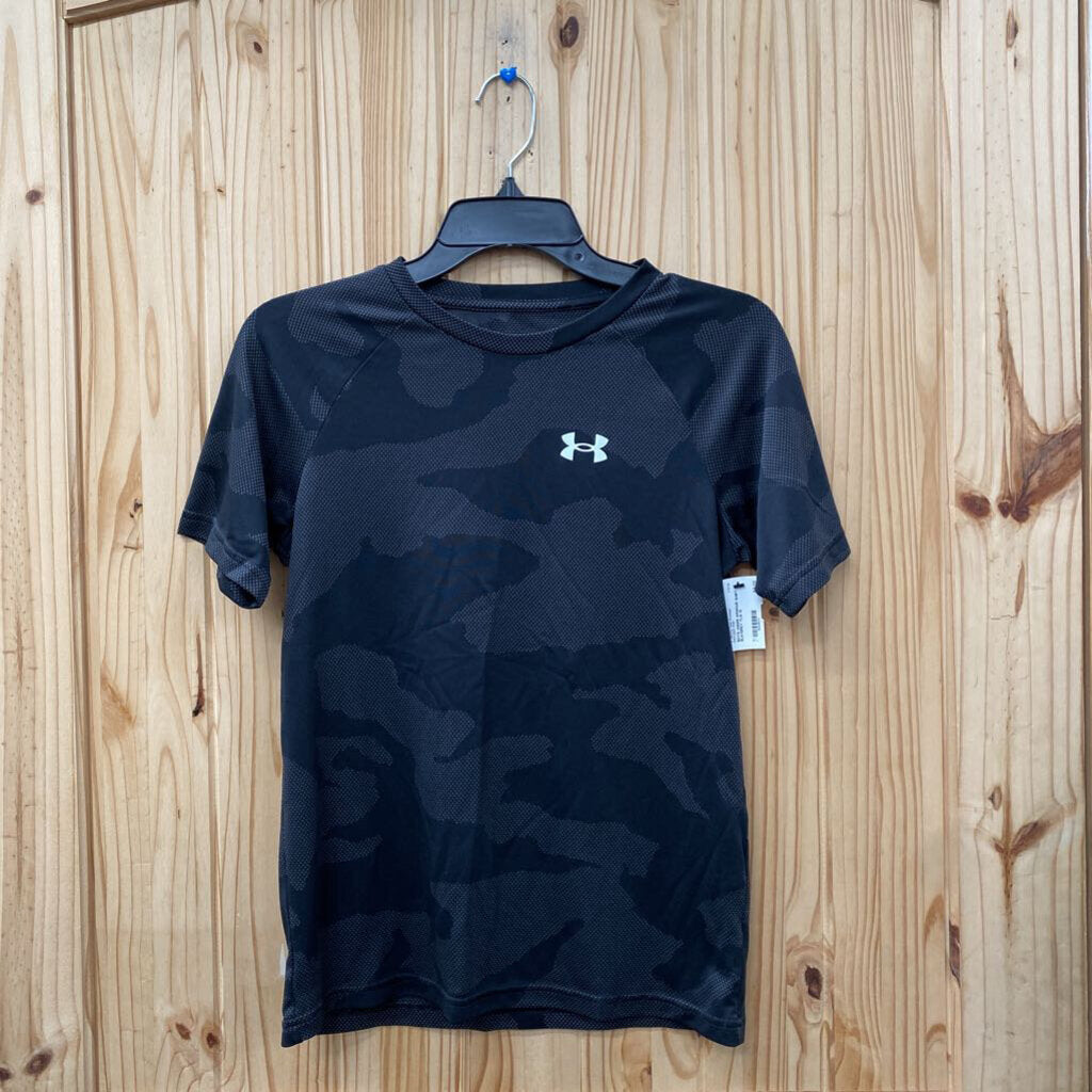 BOYS UNDER ARMOUR SHIRT BLK/GREY YLG 12