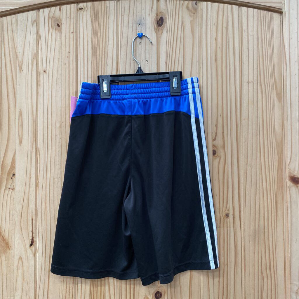 BOYS ADIDAS SHORTS BLUE/WHITE/BLK M 10/12